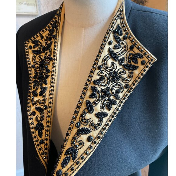 Albert Nipon Evening Jacket Black and Gold - Picture 10 of 12